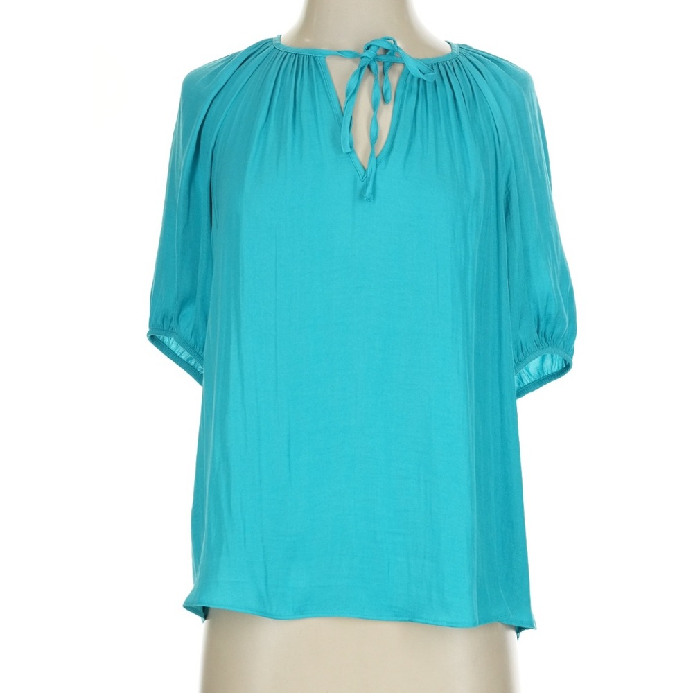 RACHEL Rachel Roy Turquoise Tie-Neck Peasant Top